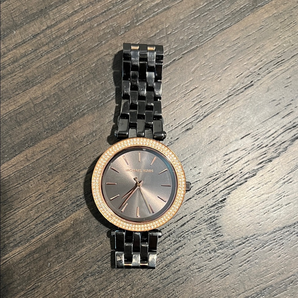 Michael Kors Black and Rose Gold Bracelet Watch